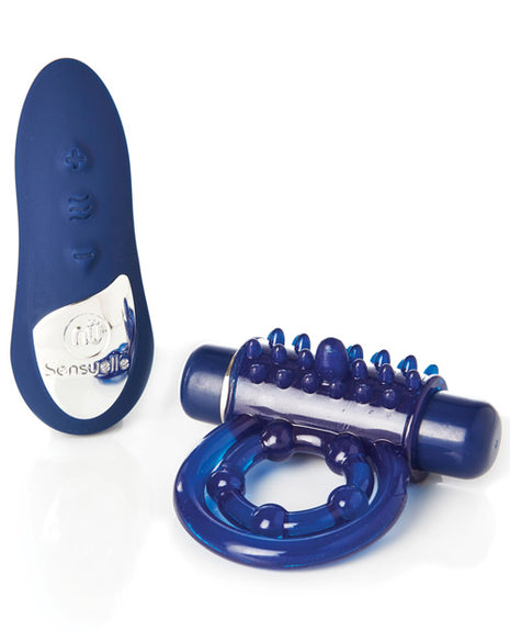 Sensuelle Remote Control Rechargeable Bullet Ring - Blue