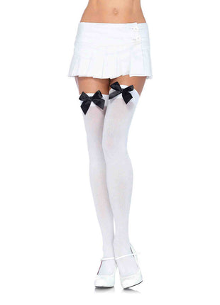 Kay Satin Bow Thigh High Stockings
