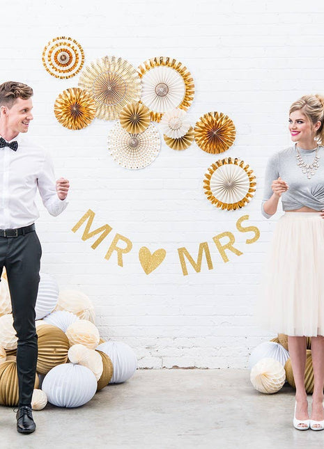 Customizable Newlywed Wedding Banner - Gold Glitter