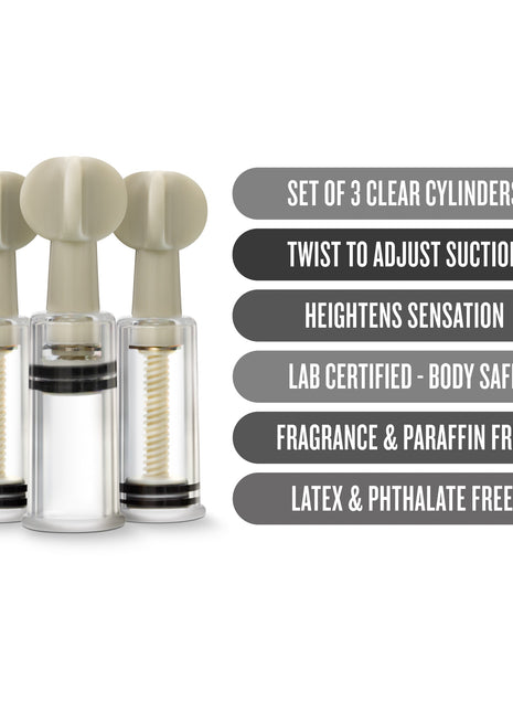 Temptasia Clit And Nipple Twist Suckers (Set of 3) - Clear
