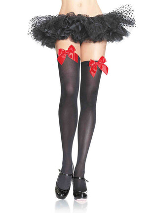 Kay Satin Bow Thigh High Stockings