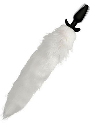 Tailz Vibrating White Fox Tail Slender Anal Plug - White