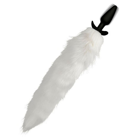 Tailz Vibrating White Fox Tail Slender Anal Plug - White