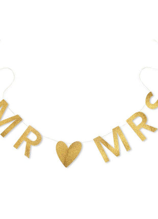 Customizable Newlywed Wedding Banner - Gold Glitter