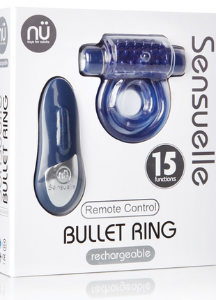 Sensuelle Remote Control Rechargeable Bullet Ring - Blue