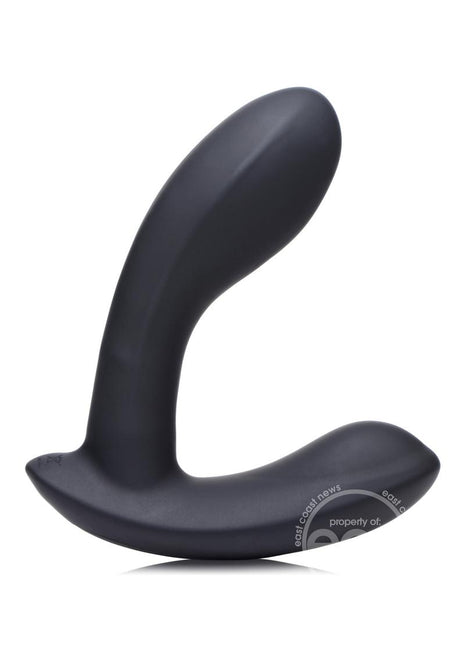 Zeus Vibrating & E-Stim Silicone Rechargeable Prostate Massager With Remote Control - Black