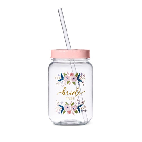 Bride Tribe Plastic Mason Jar