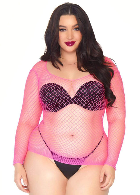 Plus Size Long-Sleeved Fishnet Shirt